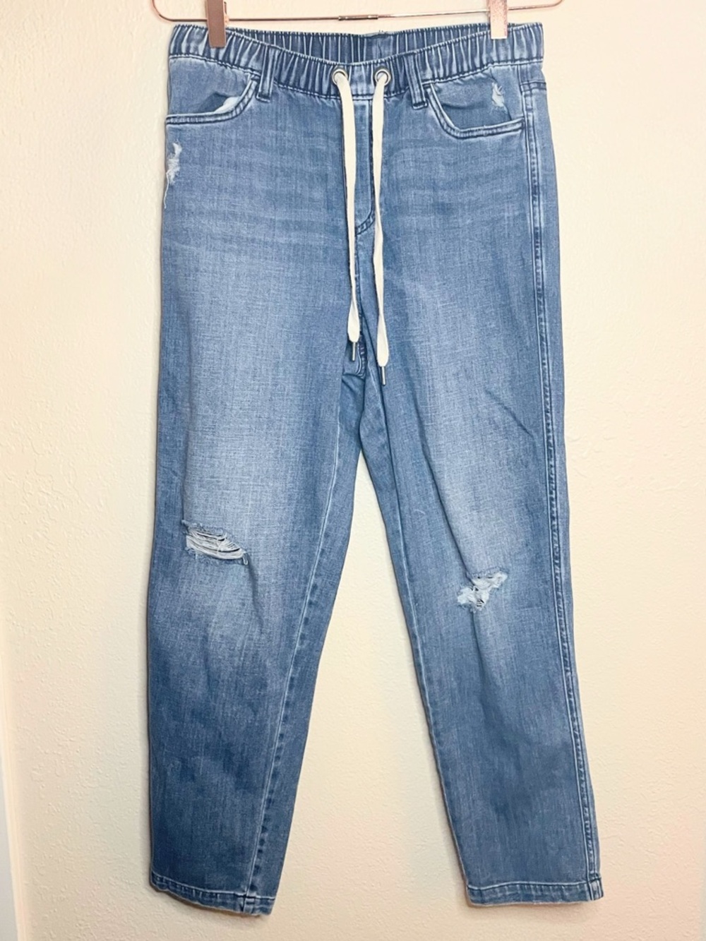 Aerie Drawstring Straight Leg Jeans Small Coastal Cowgirl Denim